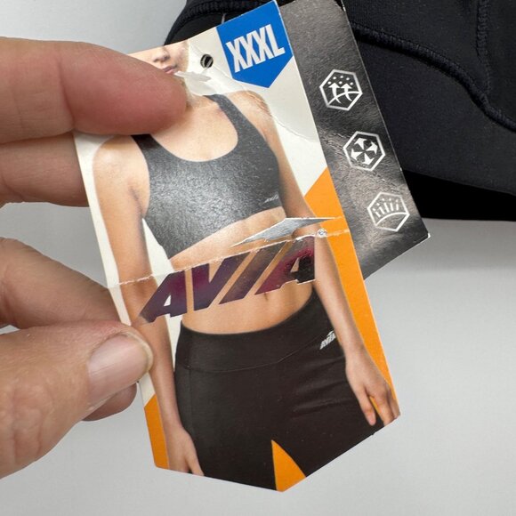 Avia Moisture-Wicking Black Sports Bra XXXL Double Layer With Comfort Elastic Ba - Picture 3 of 7